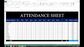 36 Attendance Sheet on Excel With Absent  Attendance  calculate in Hindi [upl. by Suivatnom]