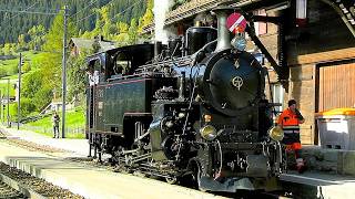 OVERHAULED IN 18000 HRS OF WORK  Famous Swiss Steam Loco HG 34 No4 Dampfbahn Furka Bergstrecke [upl. by Eimile]