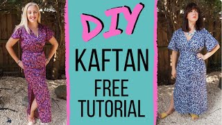 Quick  Easy Kaftan Tutorial  Perfect Summer Kaftan DIY  No Pattern Needed [upl. by Bocyaj]