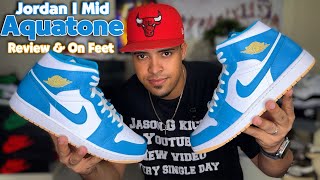 Jordan 1 Mid AQUATONE  Review amp On Feet [upl. by Aniale]