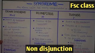 Non disjunction  Explain Down Klinefelter and turner syndromes Class 12 Biology [upl. by Blane]