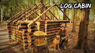 Building an Off Grid Log Cabin in a Woodland  Bushcraft Survival Project Wilderness Shelter ep2 [upl. by Camila]