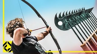 Can You Fire an Arrow through 12 Axes Odysseus Archery Challenge [upl. by Oneill]