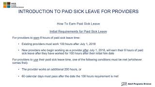 Introduction to Paid Sick Leave for Providers [upl. by Larimore]