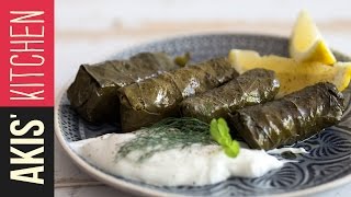 Greek Dolmades  Stuffed Vine Leaves  Akis Petretzikis [upl. by Leirvag]