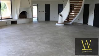 DECORATIVE CONCRETE OVERLAY OVER EXISTING CERAMIC TILE FLOOR [upl. by Arrik]