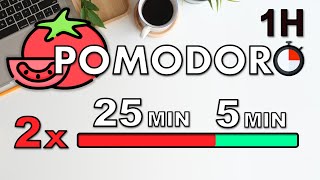 1H Pomodoro Technique  Study Timer 2x 25 Min  Focus Session [upl. by Cohl]