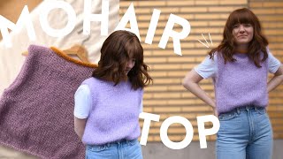 DIY Fluffy Pastel Spring Top  How to Knit a Mohair Sweater Vest [upl. by Barnum]