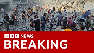 Dozens reported killed in Gaza refugee camp blast – BBC News [upl. by Alda]