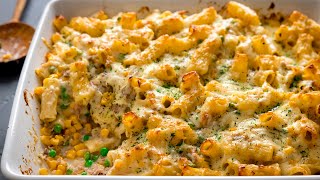 Easy Creamy Tuna Pasta Bake  Super Comfort Food [upl. by Iloj]