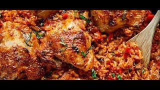 One Pan Tomato Basil Chicken amp Rice [upl. by Ebsen]