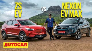 2022 MG ZS EV vs Tata Nexon EV Max  Within Range  Comparison  Autocar India [upl. by Trebeh]