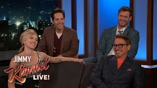 Avengers Cast on Premiere Favorite Lines Matching Tattoos amp Birthday Gifts [upl. by Obed]