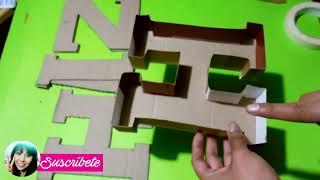 LETRAS EN 3D de CARTON  DIY Facil [upl. by Yekcir]