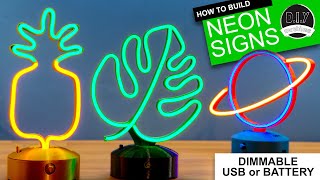 How To Make DESKTOP NEON SIGNS  3D Printable Battery or USB powered amp Dimmable [upl. by Pisano]