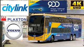 Scottish Citylink 900 Edinburgh to Glasgow PlaxtonPanorama VolvoB11RLET Stagecoach50412YX69LBK [upl. by Linetta]