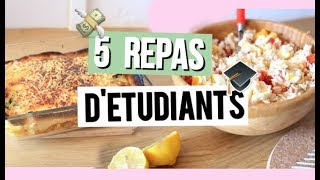 5 IDÉES DE REPAS D’ÉTUDIANTS  Facile Rapide amp Bon [upl. by Khorma]