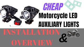 CHEAP motorcycle LED auxiliary lights  CREE U7 Installation  Overview [upl. by O'Reilly606]