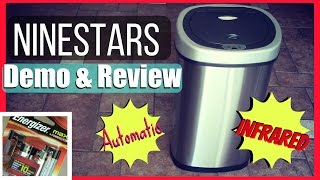 NINESTARS Automatic Infrared Trash Can  Stainless Steel  Demo  Review [upl. by Nrehtac]