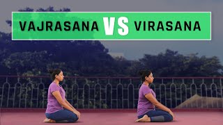 Difference between Vajrasana and Virasana  Yoga For Cure  Yoga For Beginners [upl. by Maram]