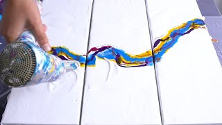 Acrylic pour triptych  Dutch Pour Technique in one go  MUST SEE [upl. by Llenehc]