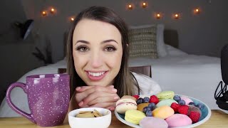 Mochi Ice Cream amp Macarons  ASMR Chat amp Eating [upl. by Elad128]