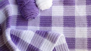 Crochet Purple Gingham Blanket [upl. by Kilam]