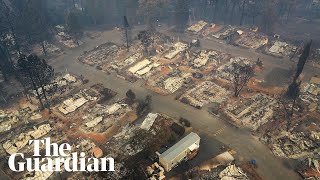 Aerial footage shows aftermath of Californias deadliest wildfire [upl. by Eillat]