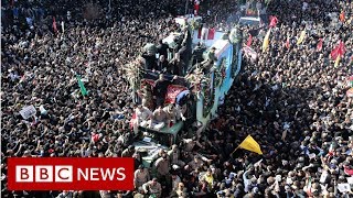 Soleimani Stampede kills at least 35 mourners at commanders burial  BBC News [upl. by Ebby]