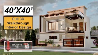 40X40 Feet Duplex House Design with High Roof  1600 Sqft House Plan  12X12 Meters House Design [upl. by Aisya]