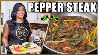 The Tastiest Pepper Steak RecipeJamaican StyleTHE RAINA’S KITCHEN [upl. by Ahsienod]