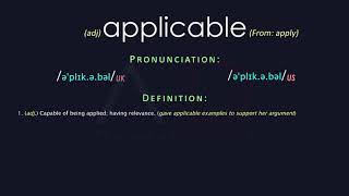 Applicable Meaning And Pronunciation  Audio Dictionary [upl. by Erdnaed781]