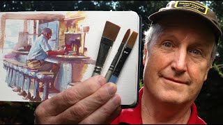 Gouache Painting Demo Drawing With a Brush [upl. by Aicnelev]