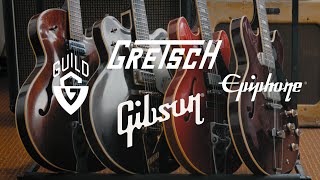 Comparing Hollowbody amp Semihollowbody Guitars from Gibson Guild Gretsch and Epiphone [upl. by Piers487]