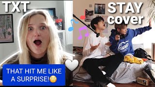 YEONJUN x TEAHYUN quotStayquot Cover Original the Kid LAROI Justin Bieber REACTION [upl. by Yeruoc998]