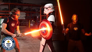 Worlds First Lightsaber  Guinness World Records [upl. by Arremat356]