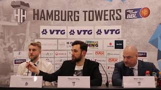 Pressekonferenz Hamburg Towers vs HAKRO Merlins Crailsheim [upl. by Capp]