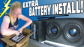 Wiring EXTRA Car Audio Battery w My Girlfriends 3000 Watt Subwoofer Install How To Wire 2nd AGM [upl. by Bondy]