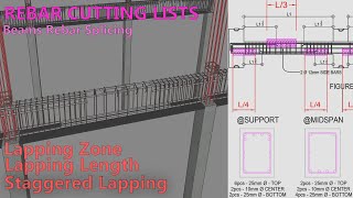 E6 Beam Rebar Cutting List with Splicing Lapping Length Lapping Zone [upl. by Accever]