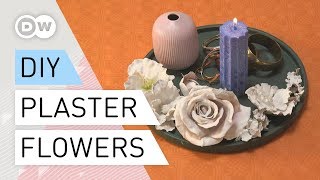 DIY  How to make Plaster Flowers  Tutorial quick and easy [upl. by Naerda461]