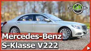 118 Norev MercedesBenz SKlasse V222 in Silber  Modellauto Review [upl. by Rol153]