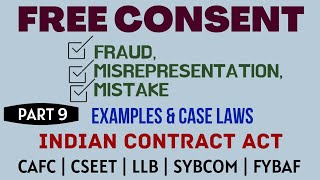 Fraud  Misrepresentation  Mistake  Free Consent  Indian Contract Act  Caselaws  Example [upl. by Nho]