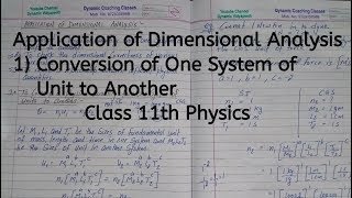 Application of Dimensional Analysis Part 1 Chapter 1 Units and Measurement Class 11 Physics [upl. by Juanita]