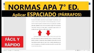 APLICAR ESPACIADO entre PÁRRAFOS FÁCILMENTE en WORD Según NORMAS APA SÉPTIMA EDICIÓN 7ma [upl. by Tipton]