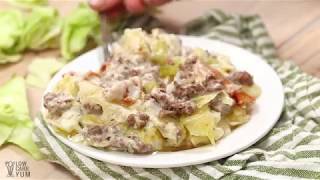 Creamed Cabbage Ground Beef Casserole [upl. by Kcirej787]