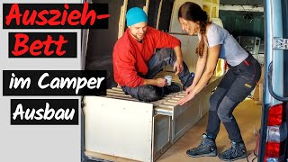 Ausziehbares Bett mit Schwerlastauszügen 🚐 Camper Ausbau  Sprinter Selbstausbau [upl. by Kleinstein]