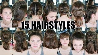 15 Heatless Hairstyles for SHORT hair BACK TO SCHOOL [upl. by Rinee]