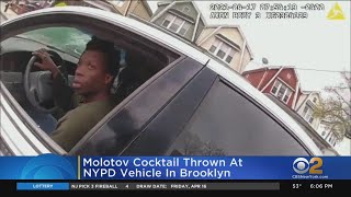 Chemical Flaming Molotov Cocktail Thrown At NYPD Officers During Traffic Stops In Brooklyn [upl. by Ferrell697]