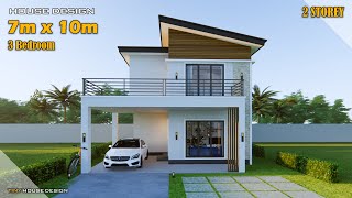 Small House Design  Simple House 7m x 10m 2 Storey  3 Bedroom [upl. by Foster]