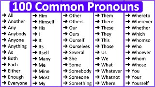 100 Common Pronouns in English 📚  Parts of speech [upl. by Perzan]